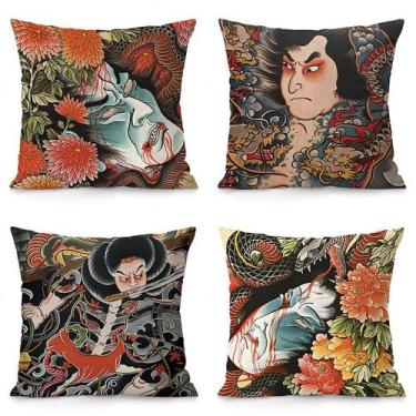 Imagem de Conjunto de fronhas de estilo de tatuagem tradicional japonês x4 35x35