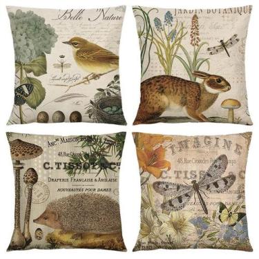 Imagem de Conjunto de fronhas Vintage Animal Illustration Linen x4 45x45cm - yiw