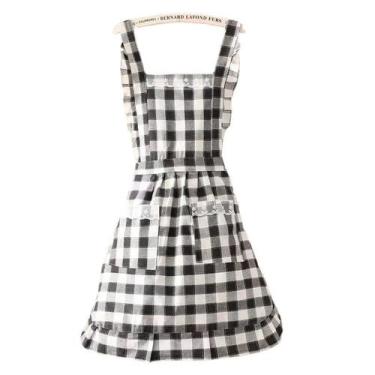 Imagem de Vestido feminino de princesa avental com alças de babados preto - Yiwe