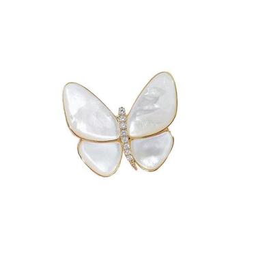 Imagem de Broche elegante borboleta branca com detalhes em cristal - Yiweisai