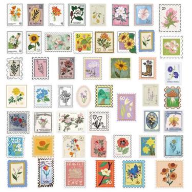 Imagem de Pacote de adesivos com tema de viagem, selo postal vintage Vin 50 unid