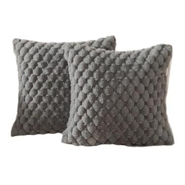 Imagem de Conjunto de fronhas de pelúcia com pele de coelho sintética de 40 x 40