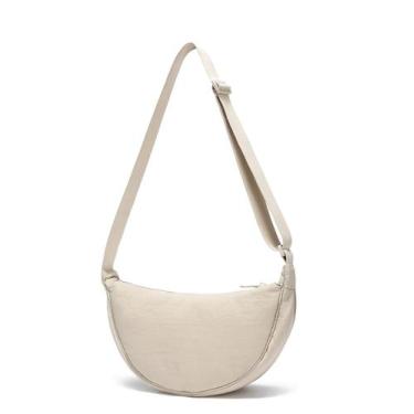 Imagem de Bolsa YIKOEE Crescent para mulheres e homens Sling Crossbody Bege
