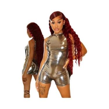 Imagem de Macacão Feminino Sem Mangas E Costas Descobertas, Sexy E Brilhante, Es