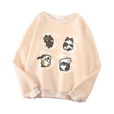 Imagem de Hoodie Estilo Americano Com Estampa De Gato Para Homens E Mulheres, Su