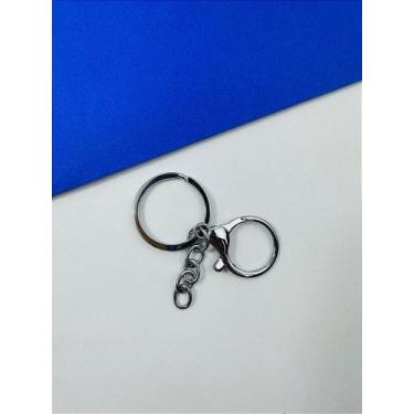 Imagem de Argola de Chaveiro Modelo Italiano com 25mm, Corrente e Mosquetão - Pa