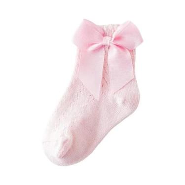 Imagem de Meias Respiráveis Para Bebês Meninas Recém-Nascidas Com Laços, Meias C
