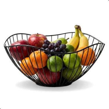 Imagem de Cesta Fruteira Aramada Organizador Multiuso Preto - Sutt