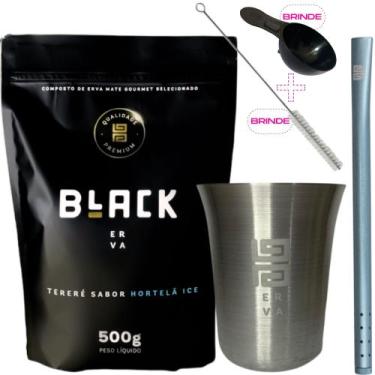 Imagem de Kit Para Tereré Black Erva Mate Copo de Alumínio e Bomba Canudo de Alu