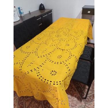 Imagem de Toalha De Mesa Bordados Do Nordeste Amarela com Bordado Amarelo Mesa D
