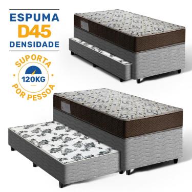 Imagem de Cama Box com Colchão de Espuma D45 Solteiro Ortopédico Ortobom ISO 150 + Auxiliar de Espuma Unique Solteiro 88cm