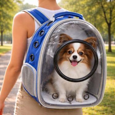 Imagem de Mochila de Transporte Pet Visor Bolha Panorâmico Lovely Vibe, azul