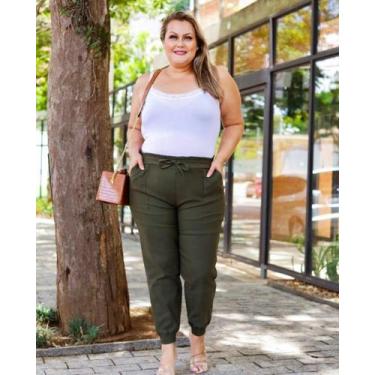 Imagem de Calça Feminina Jogger Plus Size Calça Bengaline Com Elástico Modinha M