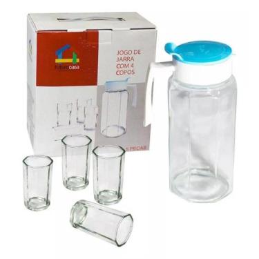 Imagem de Jarra De Vidro 1000ml + 4 Copos 230 ML  - Futuro