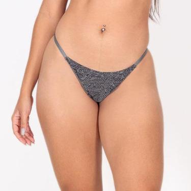 Imagem de Calcinha de Biquíni Lateral Fina Fio Dental Renda Cinza - STW Moda, Re