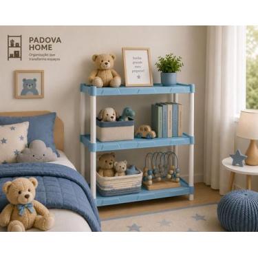 Imagem de Estante Modular Plástica FLEXA 03 Prateleiras Azul Bebe - Generic