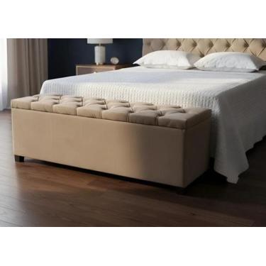 Imagem de Puf Baú Estofado Em Capitonê Queen 160x40x45cm Bege Produto Direto de 