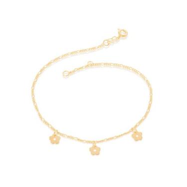 Imagem de Tornozeleira folheada a ouro com flores  550623 Rommanel, Dourado