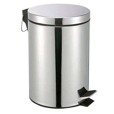 Imagem de Lixeira De Aço Inox 20 Litros Com Pedal Antiderrapante Balde Removível Alça Para Transporte Ideal Para Cozinha Banheiro