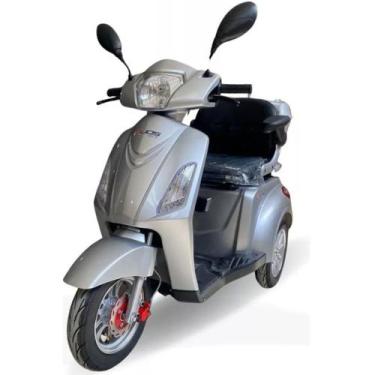 Imagem de Triciclo Elétrico Autopropelido 1000W Ré Alarme Bagageiro Eko-10 Prata