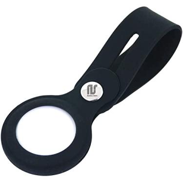 Imagem de Nandos-Store - Capa AirTag compatível com Apple AirTags - Capa protetora de silicone antiarranhões para chaveiro, mochilas, localizador de carteira - NSmart_store (Airtag 2021, Preto)