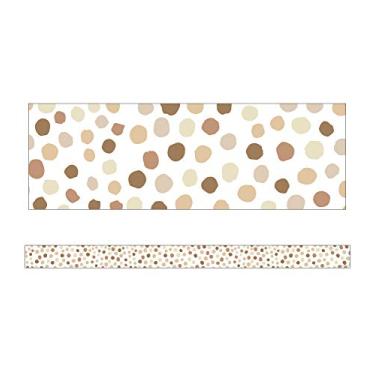 Imagem de Schoolgirl Style Bordas retas simplesmente elegantes de bolinhas naturais - 12 peças para quadro de avisos com bolinhas, acabamento de borda para sala de aula ou decoração de escola em casa (9,5 cm x