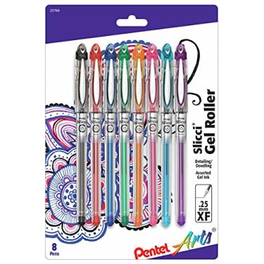 Imagem de Pentel Caneta de gel extrafina de 0,25 mm da Arts Slicci, tinta sortida, pacote com 8 (BG202BP8M)