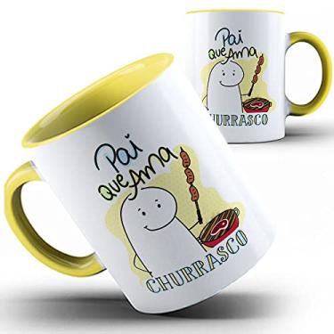 Imagem de Caneca amarela papai Flork Pai que ama churrasco