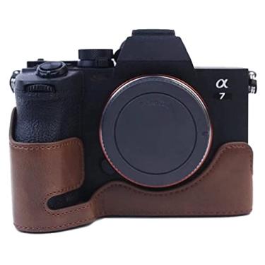 Imagem de Yunchao Acessórios para câmeras Câmera de couro PU de 1/4 de polegada PU Câmera de meia base para a Sony A7 IV Sacos de câmera