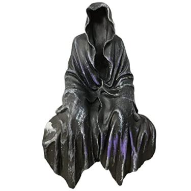 Imagem de Esculturas Exu Capa Sentado Sem Rosto Cinza 15 cm Resina