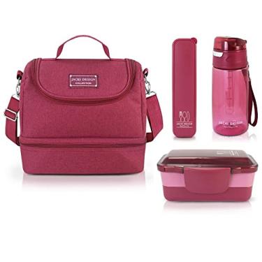 Imagem de Kit 4 Peças Bolsa Térmica + Marmita + Copo + Porta Talher Concept Jacki Design Vinho