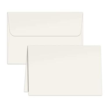 Imagem de Conjunto de 100 cartões brancos pré-dobrados e envelopes, cartões de convite, cartolina pesada, selo de goma, 12,7 x 17,7 cm, da Better Office Products, conjunto de 100 cartões e 100 envelopes
