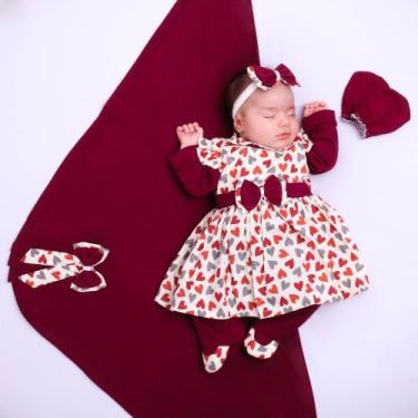 Imagem de Saída De Maternidade Menina Vermelha Coração 5 Peças Vários Modelos -