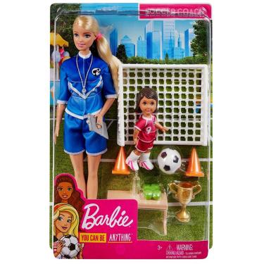Imagem de Conjunto Brinquedo Boneca Barbie Profissões Esportes Quero Ser Professora De Futebol Loira - Acompanha Mini Boneca Aluna Menina Morena E Acessórios Da Profissão - Mattel