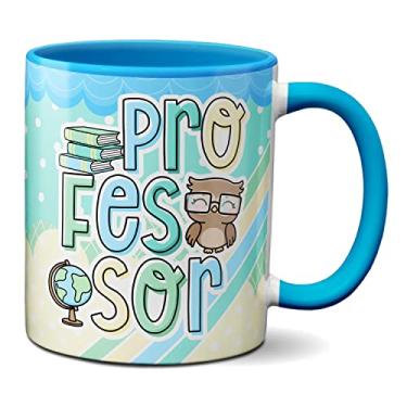 Imagem de Caneca Professor Profissional Coruja Livros Presente Fofo (Azul)