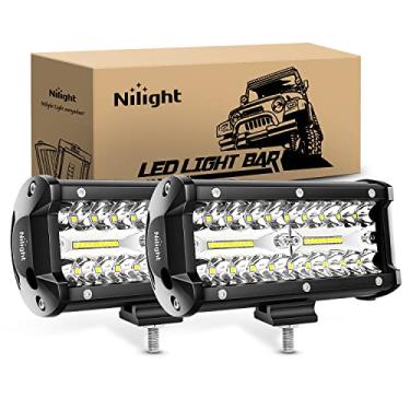 Imagem de Nilight Conjunto de 2 unidades de LED com barra de luz tripla, 120 W, 120 W, 12000 lm, neblina de condução, iluminação off-road para caminhões, caminhonete, carrinho de golfe, SUV, ATV, UTV, 4 x 4,