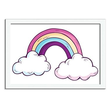 Imagem de Giz de Cor Confecções Quadro Decorativo Arco Íris Branco