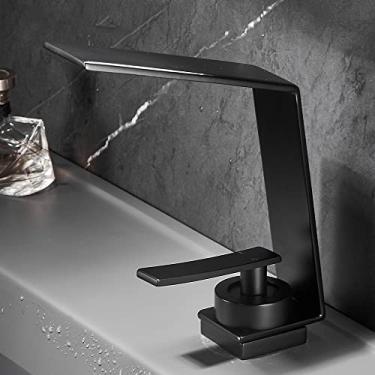 Imagem de Torneira para lavatório, banheiro, cinza, lavatório, lavatório, torneira misturadora, montagem no convés, furo único, torneiras de água quente e fria, preta