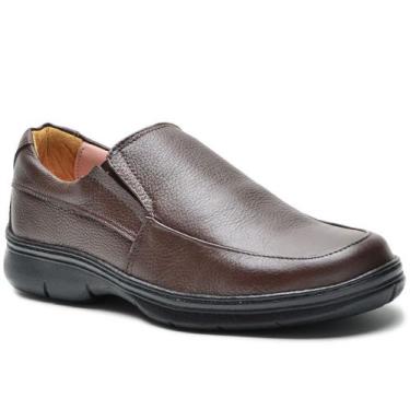 Imagem de Sapato Masculino Conforto Antistress Com Elástico Couro Marrom  - Casu