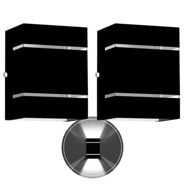 Imagem de 2 Arandelas Externa 2 Frisos Foco Fachos Parede Muro Preto