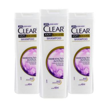 Imagem de Kit 3 Und Shampoo Clear Anticaspa Hidratação Intensa Women 400ml