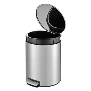 Imagem de Powermaid Lixeira Inox Redonda Slim com Pedal Inox para Cozinha Banheiro Apartamento - 5 Litros