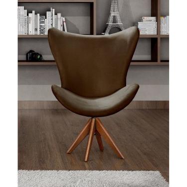 Imagem de Poltrona Alice Lisa Cadeira Egg Pé Giratório Madeira para Recepção, Escritório Marrom