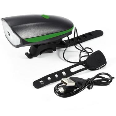 Imagem de FAROL BICICLETA LANTERNA 1 LED RECARREGAVEL USB COM BUZINA (VERDE)