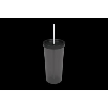 Imagem de Copo com Tampa e Canudo Coza Nutri 500 ml Preto Fumê