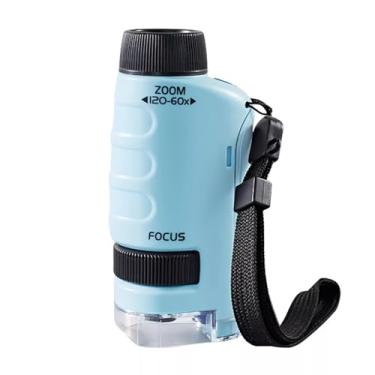 Imagem de Lupa de foco portátil com mini microscópio com luzes LED, lupa de 60 x 120 x