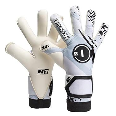 Imagem de N1 Goalkeeper gloves Zeus UGT+ Luvas de Goleiro Adultas para Futebol Profissional Ultraleves e Ajustáveis. De Látex Alemão com Fechamento de Fita Dupla. Agarre Extremo e Antiderrapante. Branco. 11