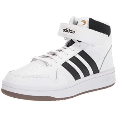 Imagem de adidas Tênis de basquete infantil Postmove Mid, Branco/Core Black/Gold Metallic, 45