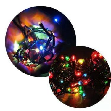 Imagem de Pisca Cascata Led Colorido 100 Lâmpadas 9m 220V Decoração Iluminação d