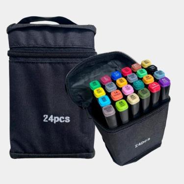 Imagem de Canetinhas Coloridas Kit 24 Unidades Profissional Pintura Escolar - RE